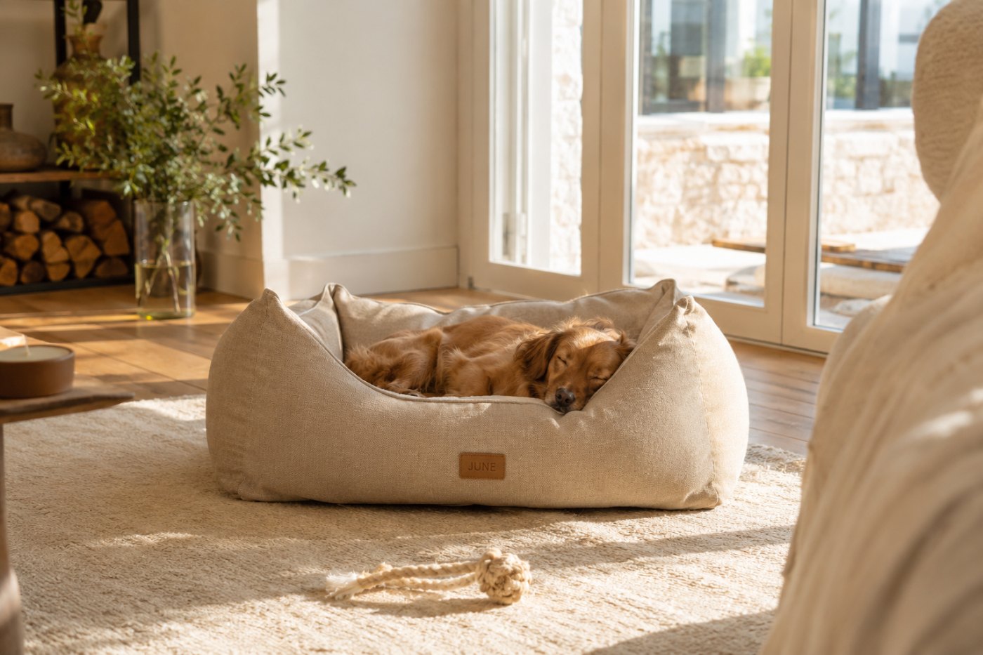 Panier Cosy Lin — chien au repos